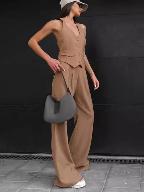 Dame Elegant Blazer med Bukse-Sæt og Høj Talje Stilla