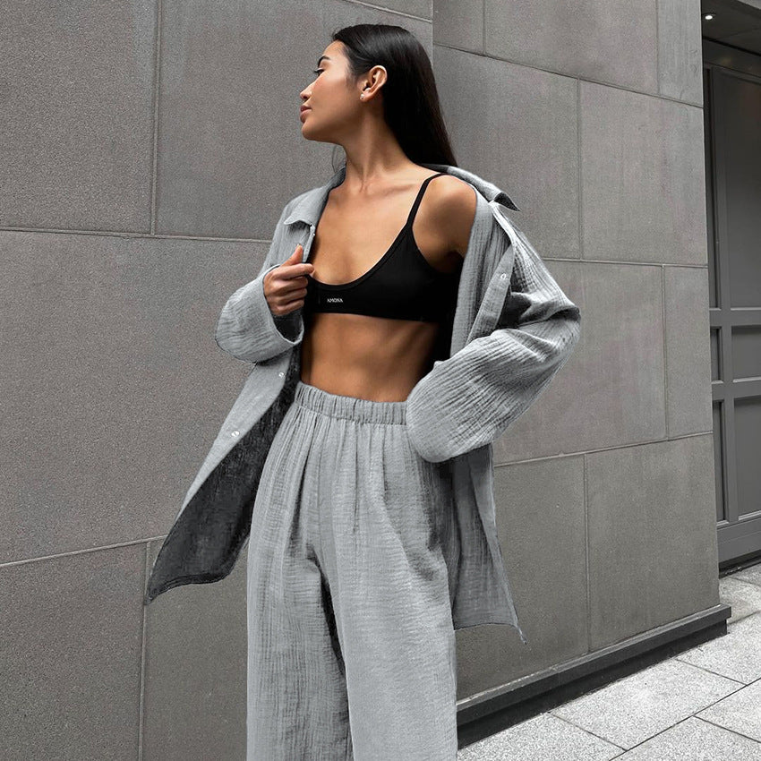 Dame afslappet Relaxed-Fit sæt bestående af skjorte og bukser Stilla