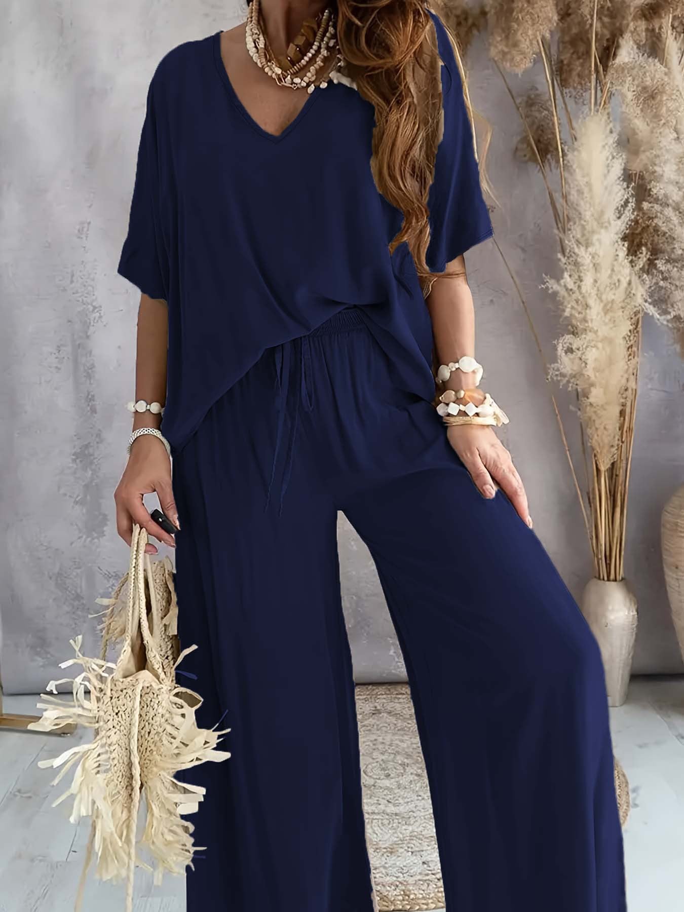 Dame Komfortabel Jumpsuit med V-udskæring og elastisk talje Stilla