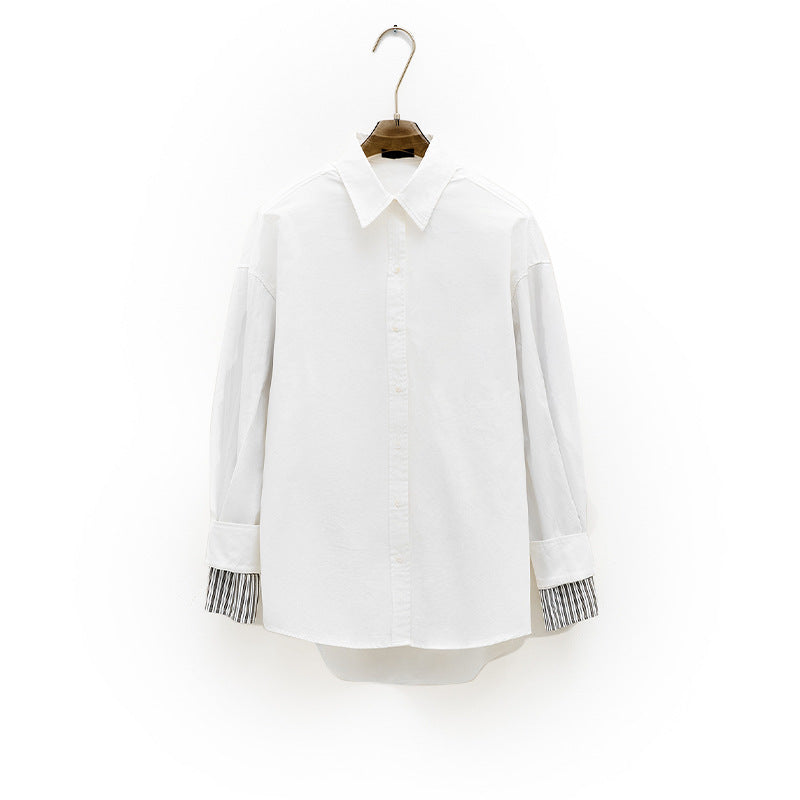 Dame afslappet skjorte med kontrastfarvede ærmer og moderne snit Stilla