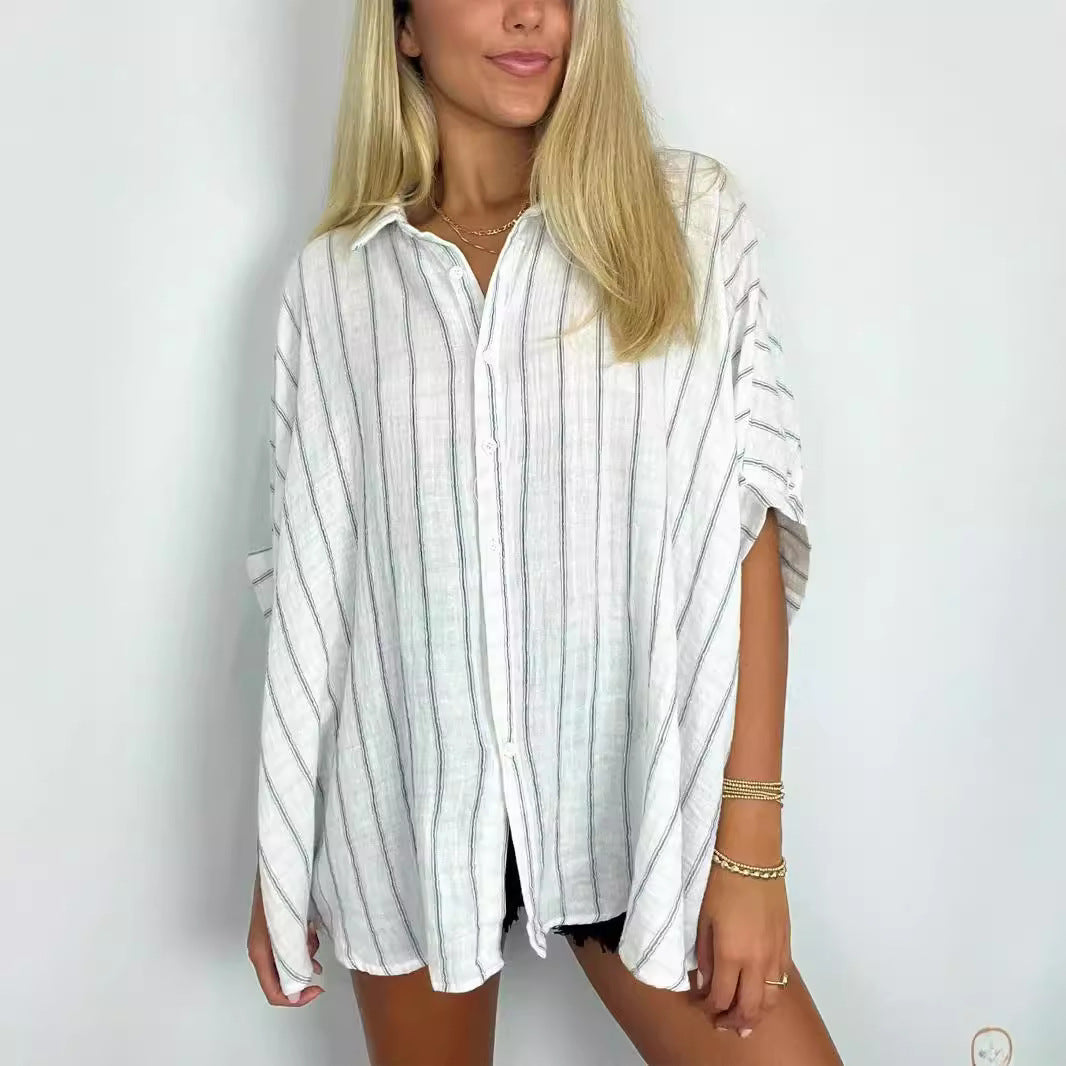 Dame afslappet oversized skjorte bluse Stilla