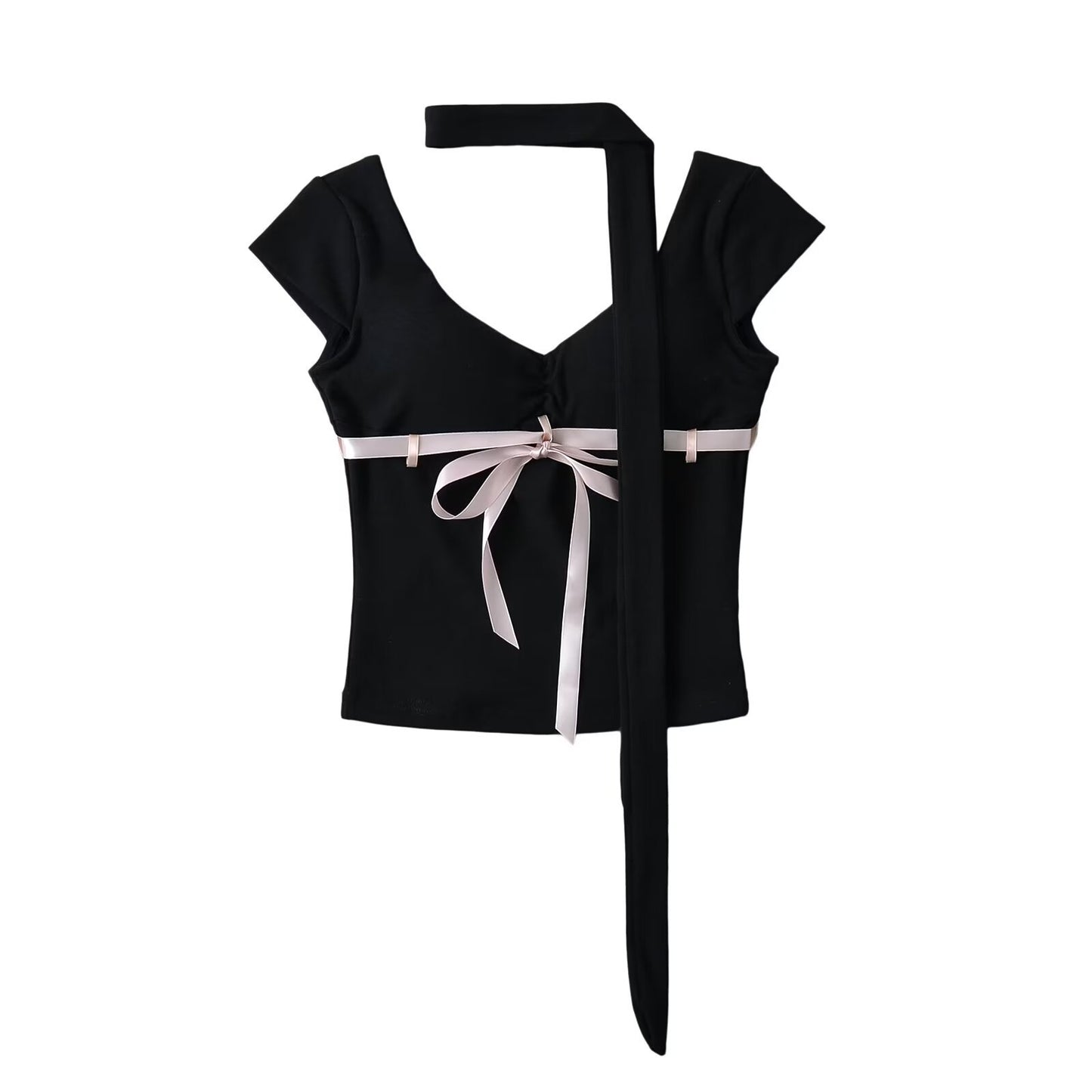 Dame Cut-out top med sødt båndaccent Stilla