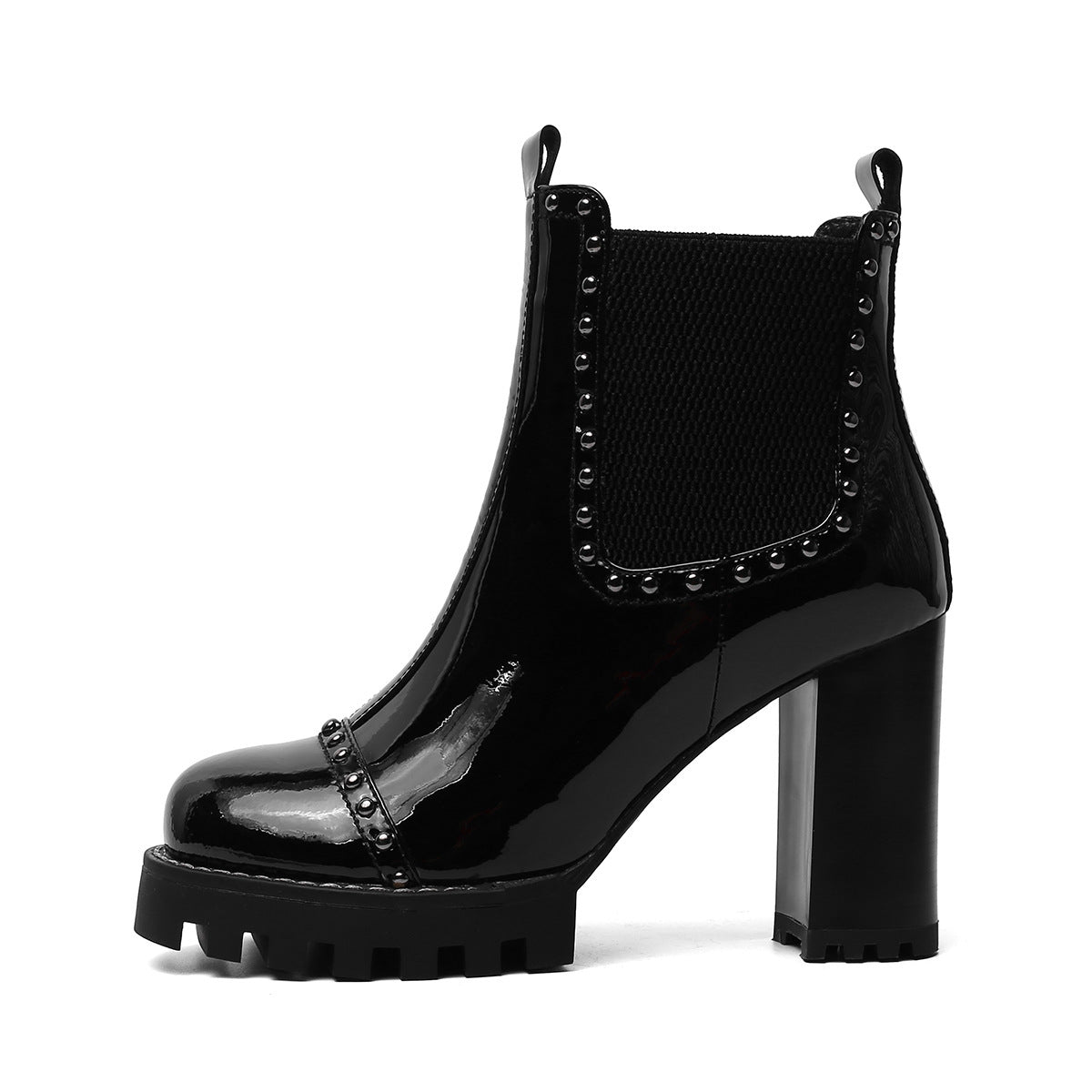 Femme Chunky Heel Chelsea Boots med nitte dekoration Stilla