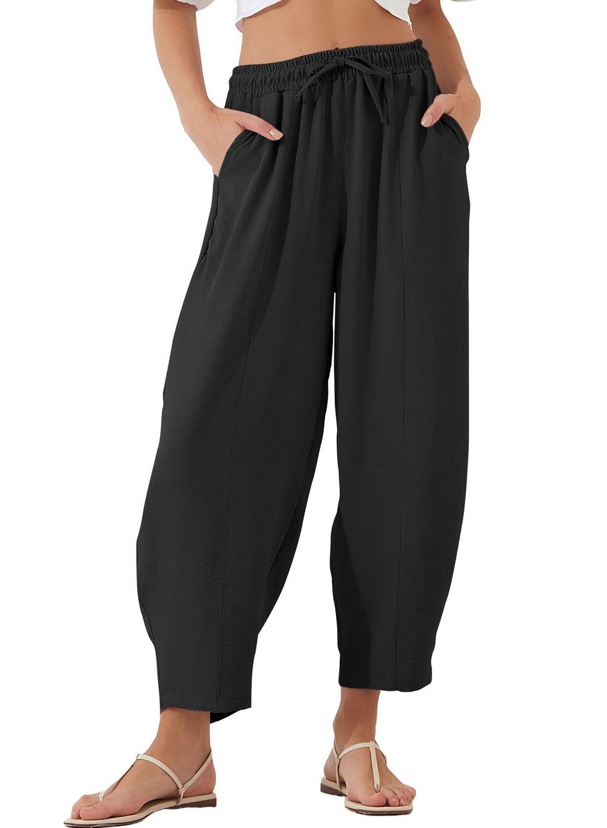 Dame afslappede Palazzo-bukser med praktisk gummibånd og lommer Stilla