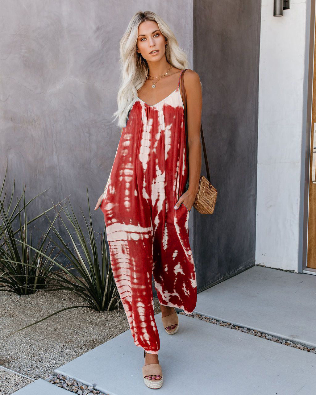 Dame Elegant Jumpsuit med Spaghetti-stropper og vide ben Stilla