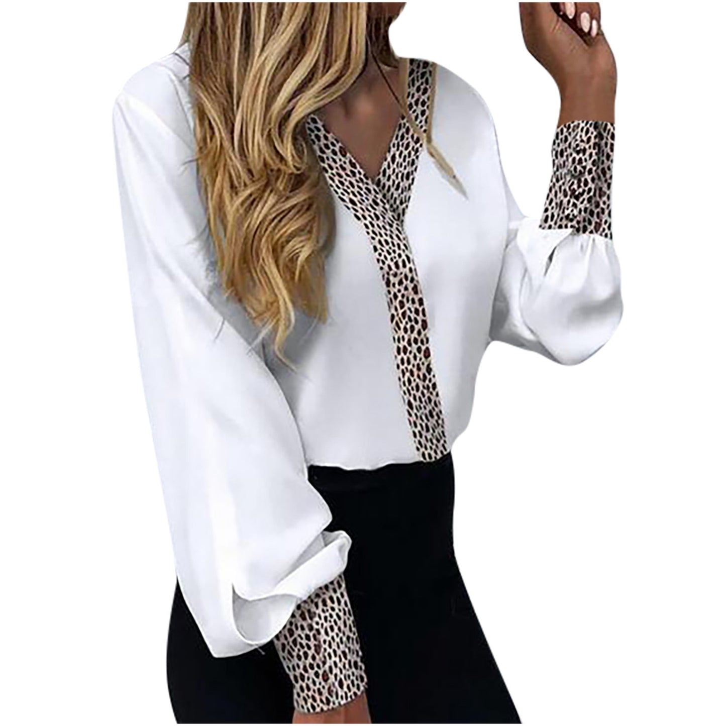 Dame elegant bluse med detaljeret dyreprint Stilla