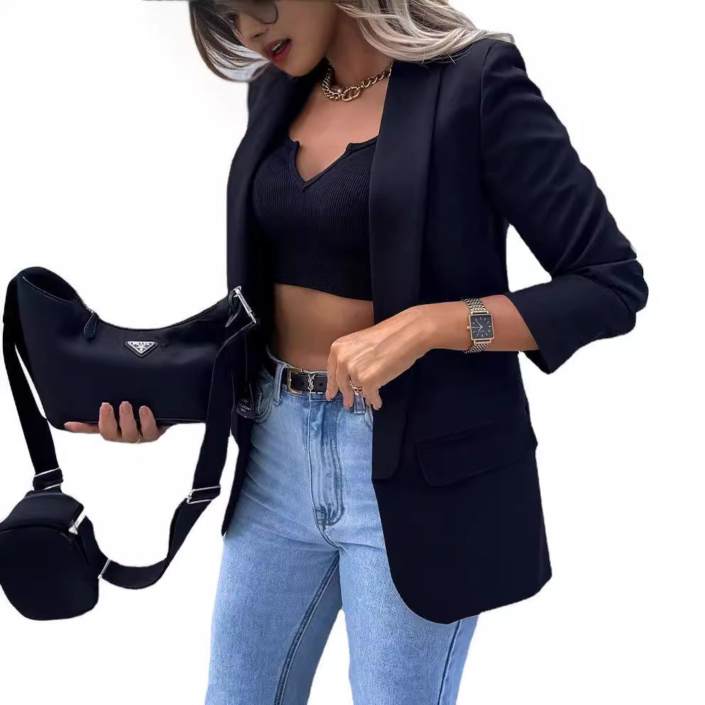 Dame Elegant Blazer med detaljerede lommer og figursyet snit Stilla