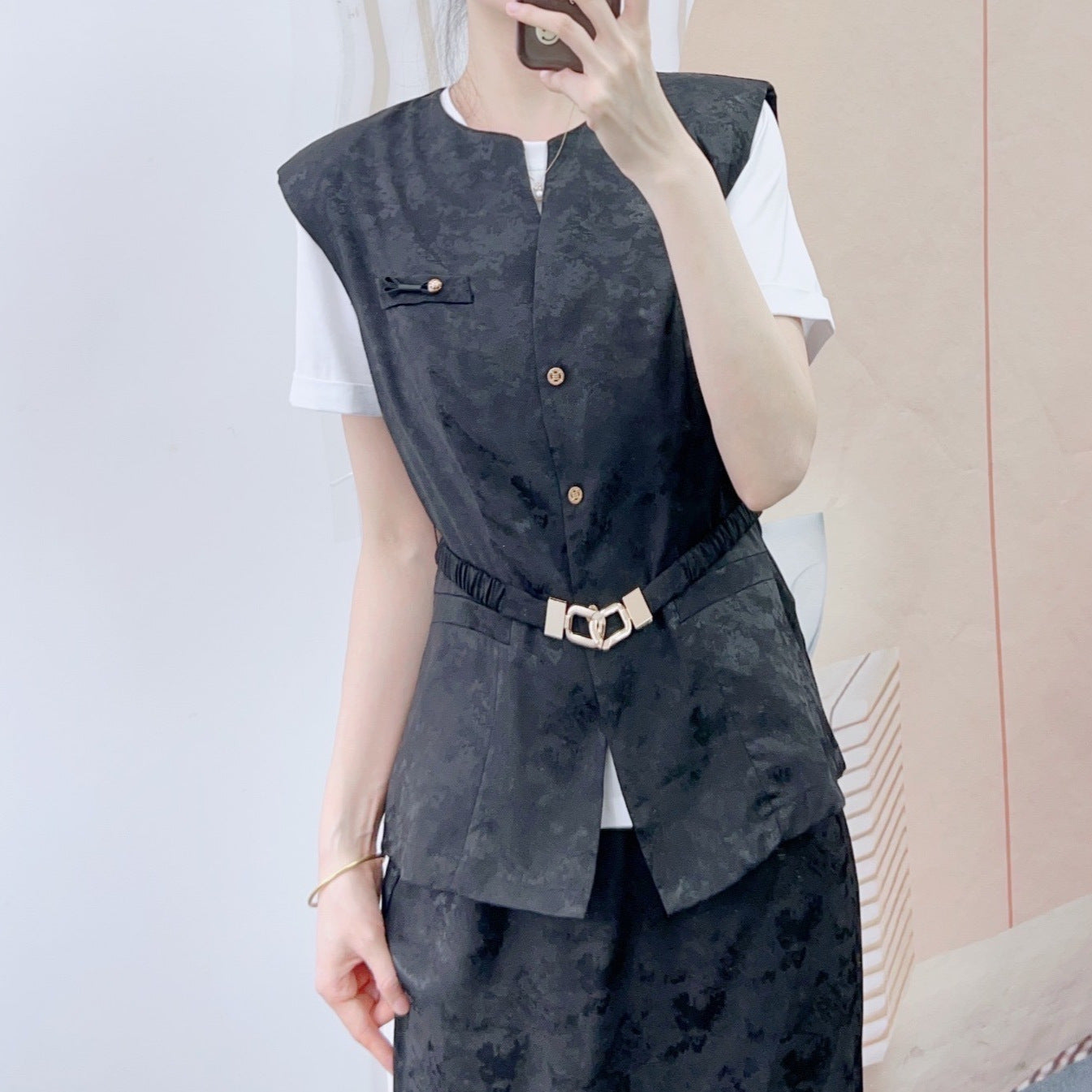 Dame Elegant 2-i-1 Blazer-kjole kombination med taljeret bælte og moderne design Stilla