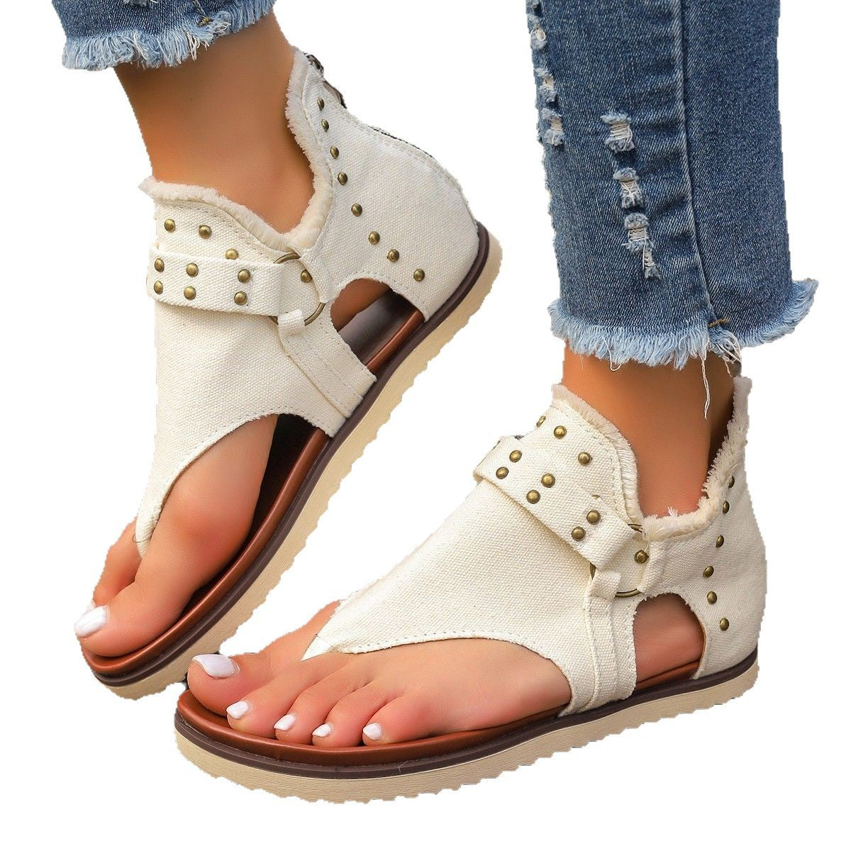 Dame åbne tæer separator sandaler med moderne spænde dekoration og skridsikker sål Stilla