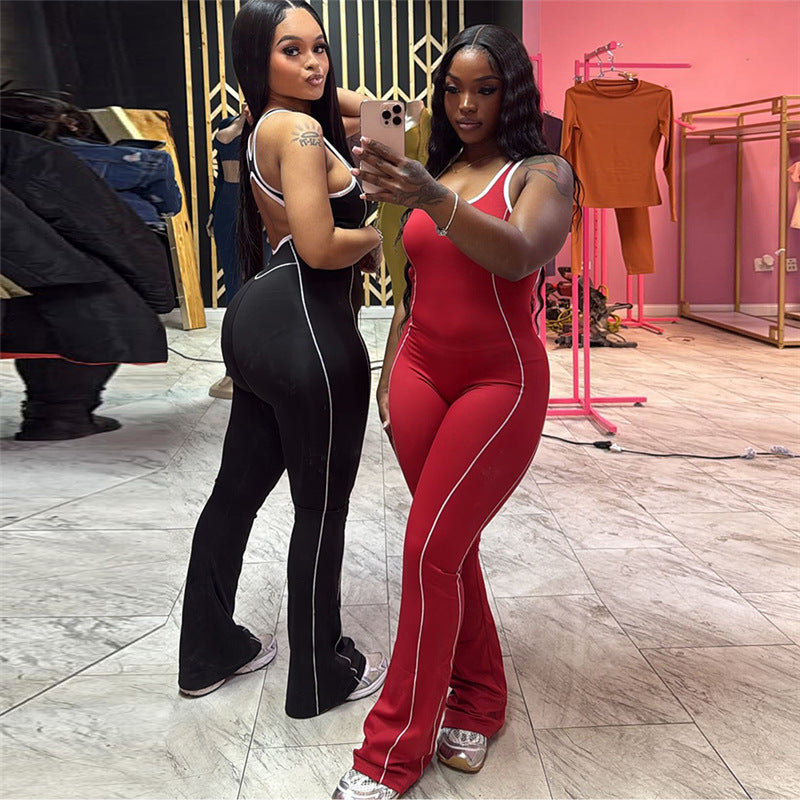Dame Sporty Jumpsuit med tætsiddende snit og kontrasterende syninger Stilla