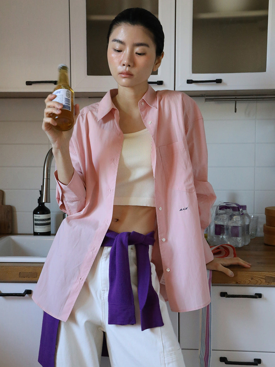 Dame afslappet langærmet skjorte med moderne snit og praktisk lomme-design Stilla