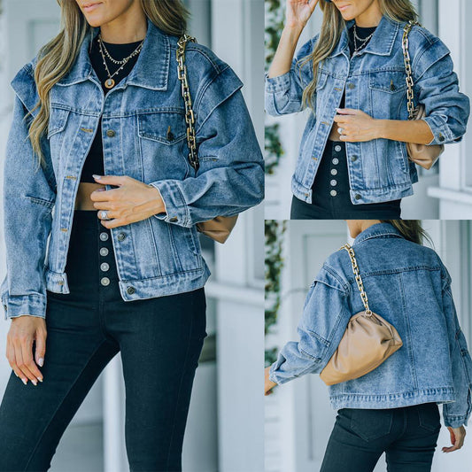 Dame Denim-jakke i afslappet oversized-snits Stilla