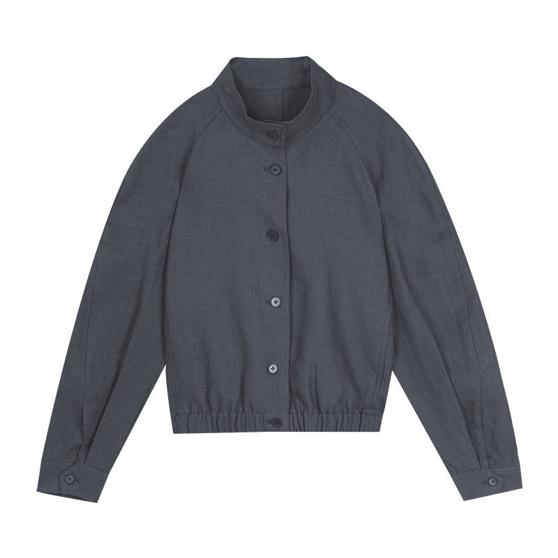 Dame afslappet jakke med knaplukning og elastisk talje Stilla