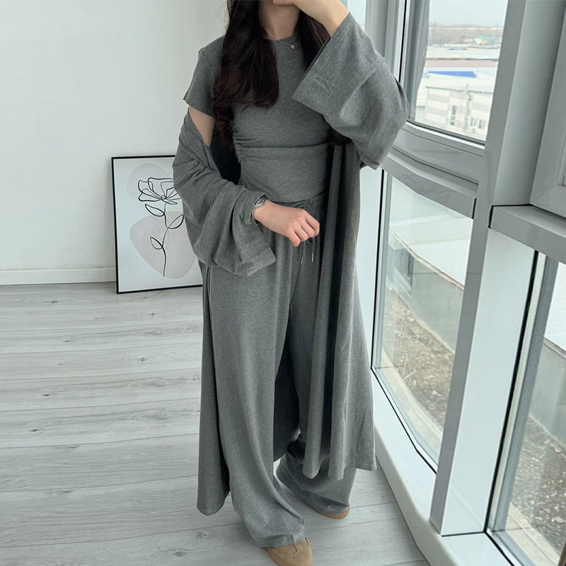 Dame afslappet lounge-sæt med bred top og elastisk bukser Stilla