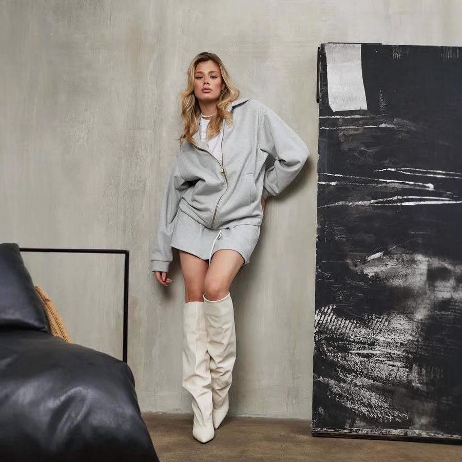 Dame afslappet hætte-sweat-sæt med cropped overdel Stilla