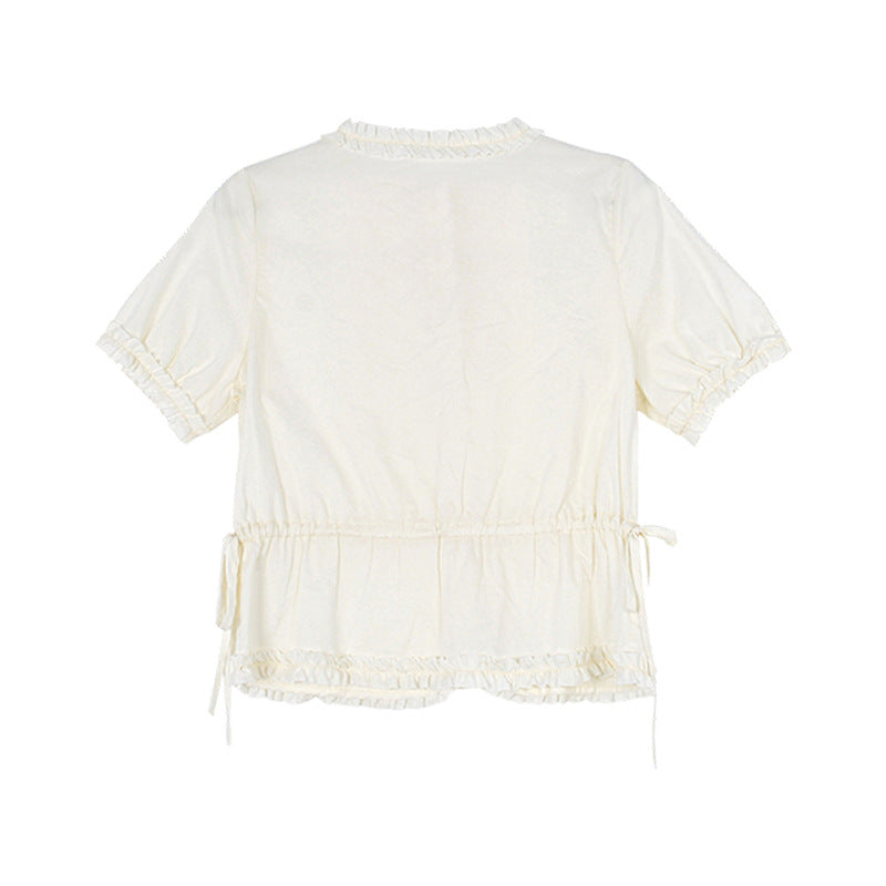 Dame afslappet flæse skjorte med elegant talje og højt lukket krave Stilla