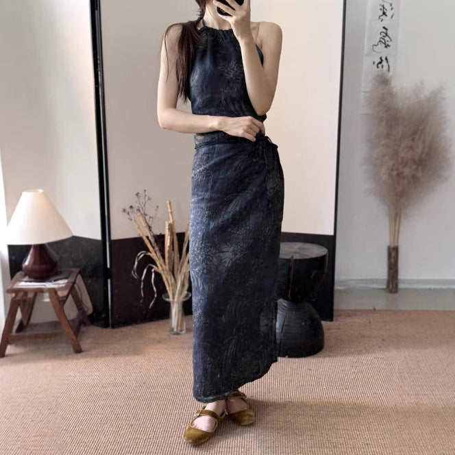 Dame Elegant Blomster Mønster Maxi Kjole Stilla