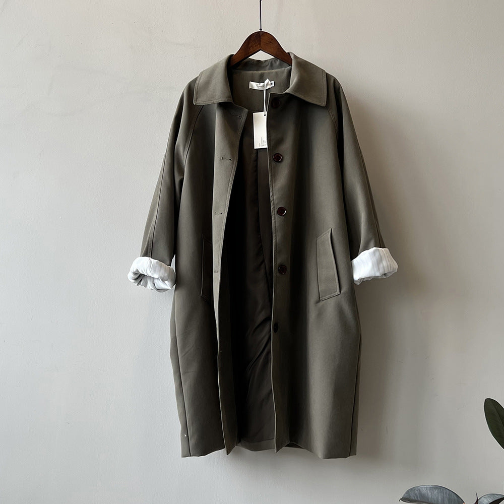 Dame afslappet oversized trenchcoat med knaplukning og praktiske lommer Stilla