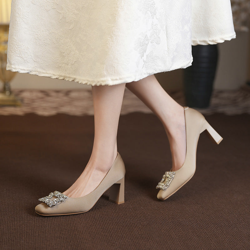 Dame Elegant Blokhæls Kjole Pumps med dekorativ udsmykning Stilla