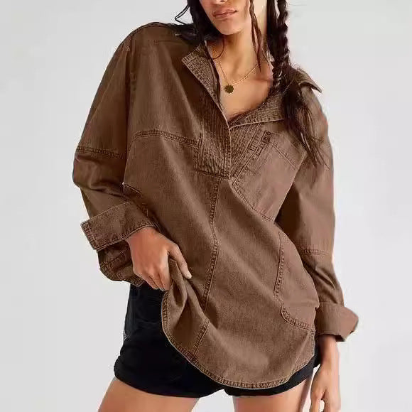 Dame afslappet overshirt lavet af højkvalitets denim med struktureret design Stilla