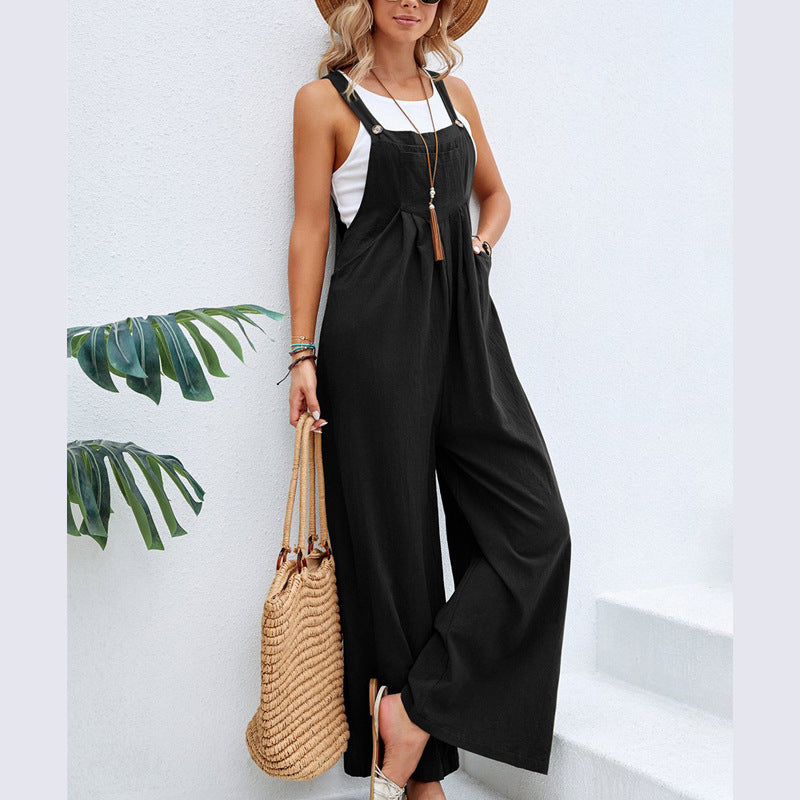 Dame Wide Jumpsuit med lommer og justerbare stropper Stilla