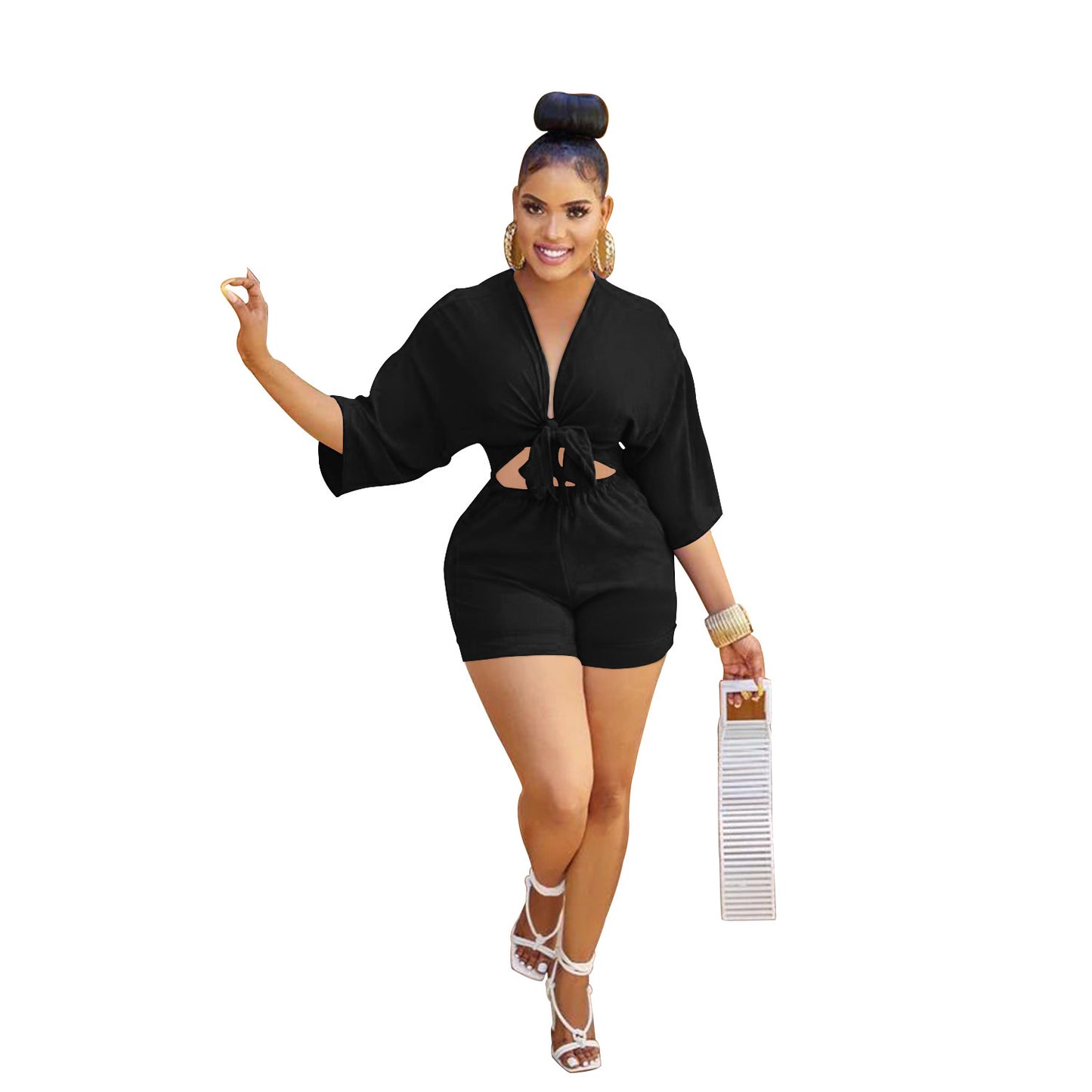 Dame moderne Cut-Out Jumpsuit med elegant knude-detalje Stilla