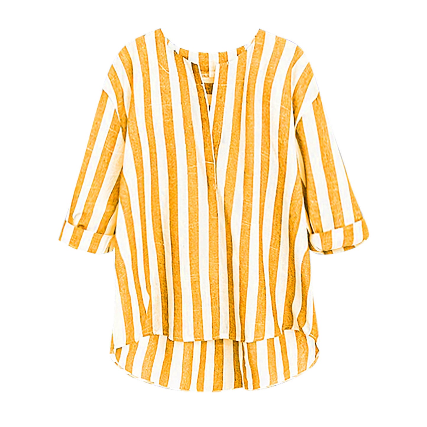 Dame afslappet linnedbluse med stribemønster og 3/4-ærmer Stilla