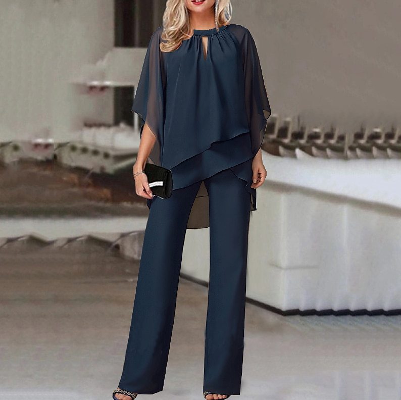 Dame Elegant Cape-Stil Jumpsuit Sæt Stilla