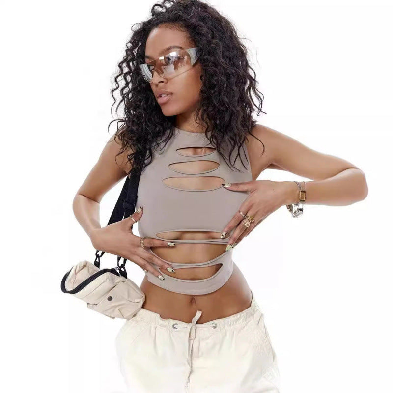 Dame Cut-Out Ærmeløs Crop Top Stilla