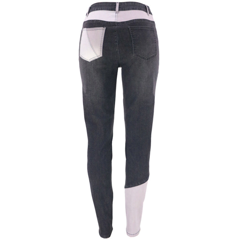 Damer Mode Skinny Jeans i kreativ patchwork-design med høj talje Stilla