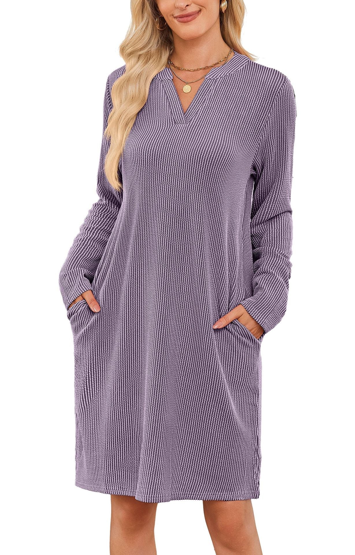 Dame afslappet fritidskjole med lommer Stilla