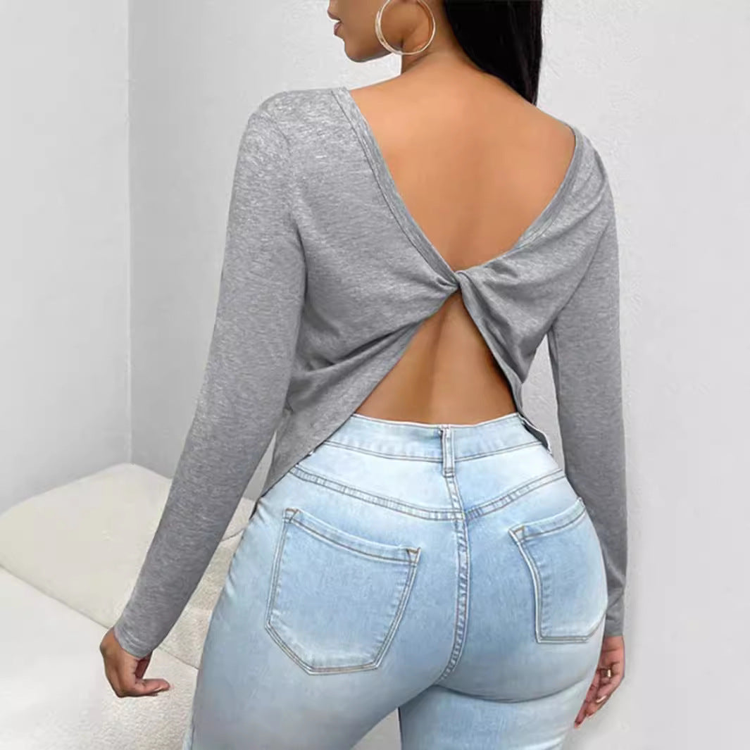 Dame afslappet longsleeve top med rund halsudskæring og figurvenlig pasform Stilla