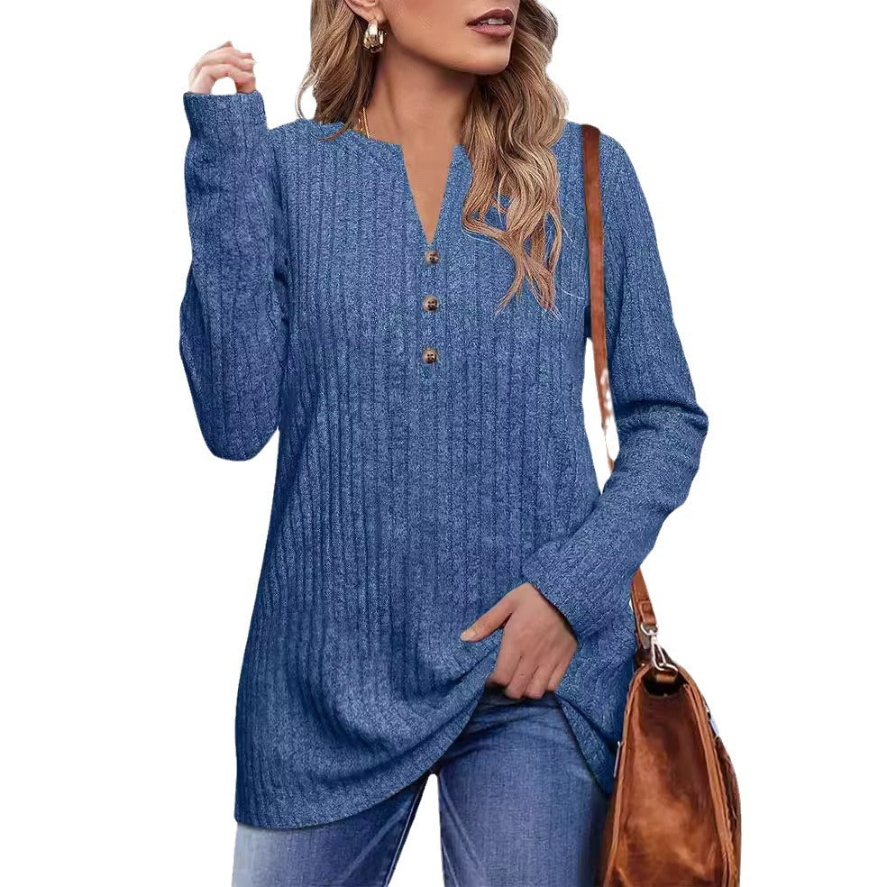 Dame afslappet langærmet sweatshirt med struktureret design og knapdetaljer Stilla