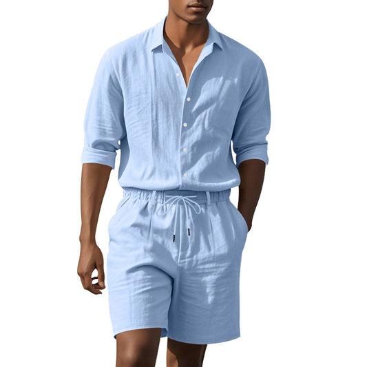 Herrer afslappet skjorte og shorts sæt lavet af åndbar bomuld Stilla