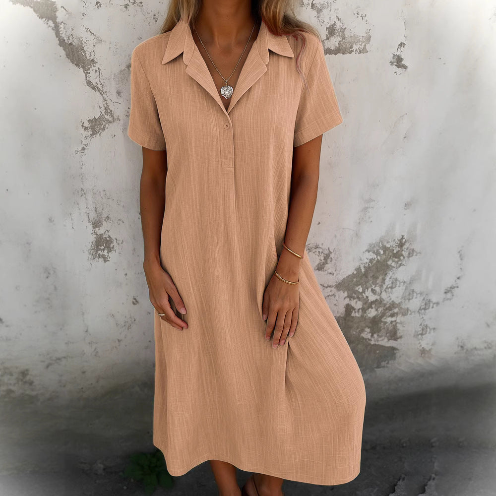 Dame afslappet skjortekjole lavet af åndbart materiale Stilla