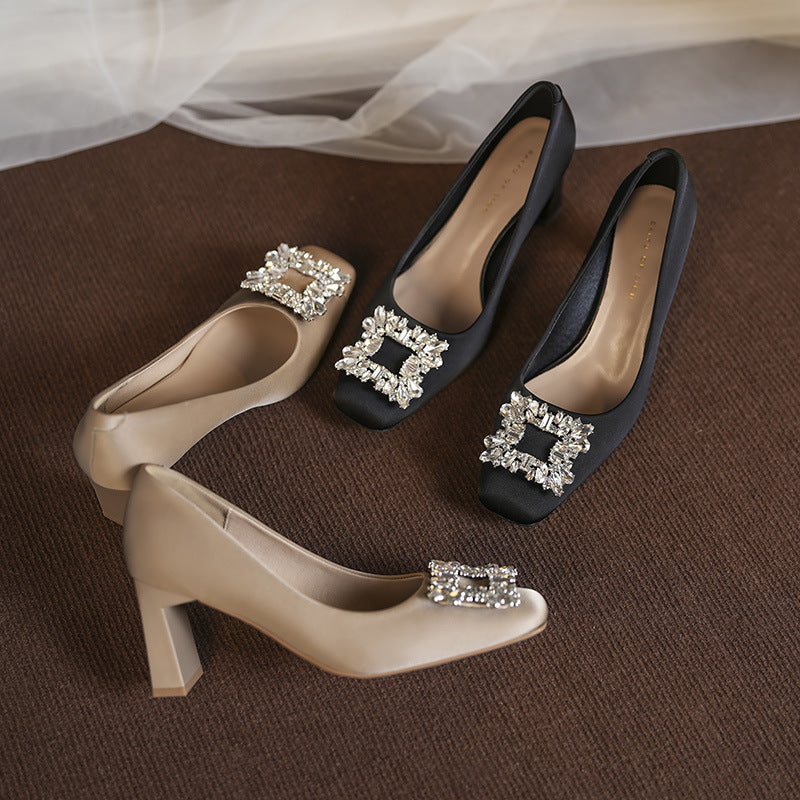 Dame Elegant Blokhæls Kjole Pumps med dekorativ udsmykning Stilla