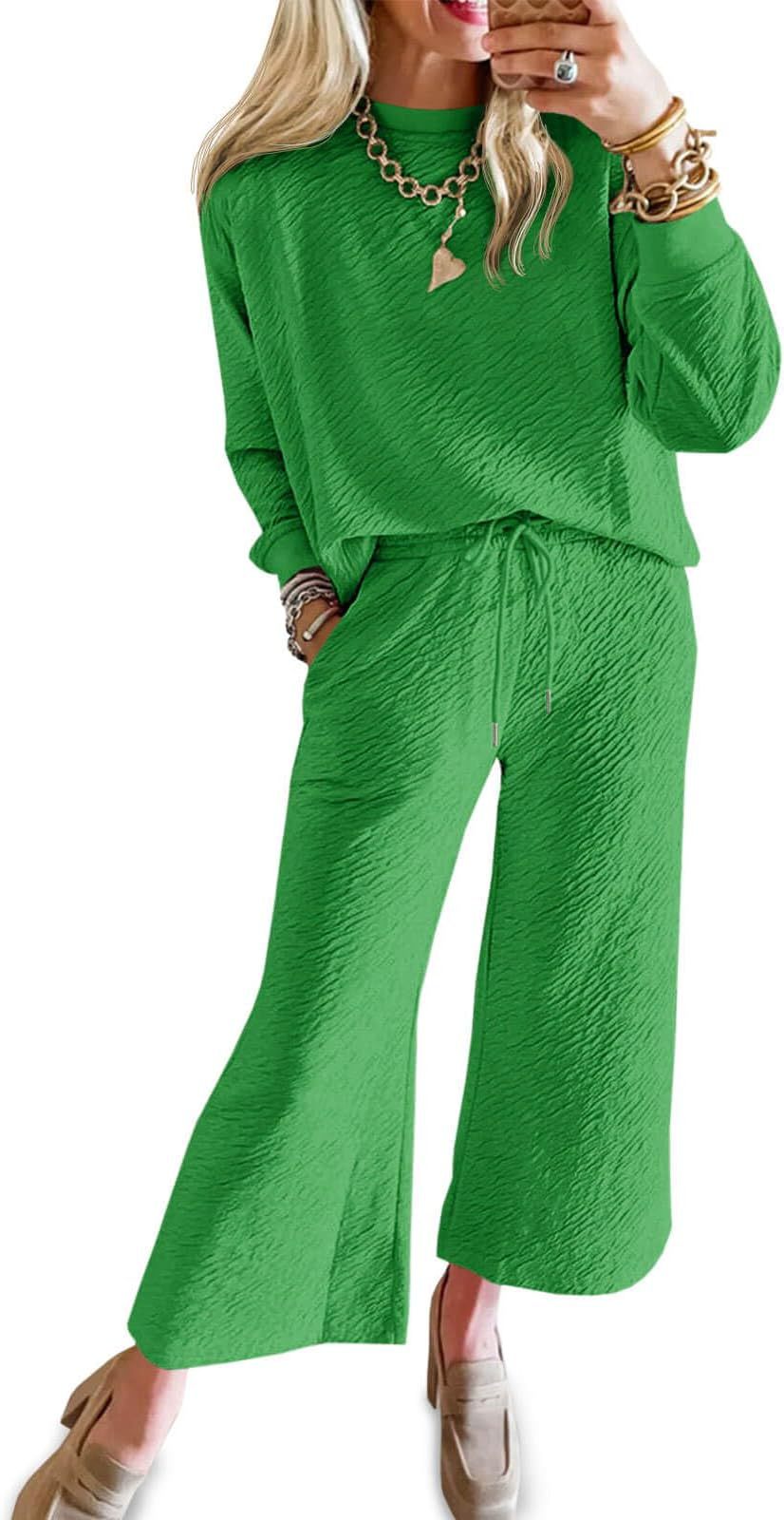 Dame afslappet lounge-sæt med tekstureret stof og elastisk linning Stilla