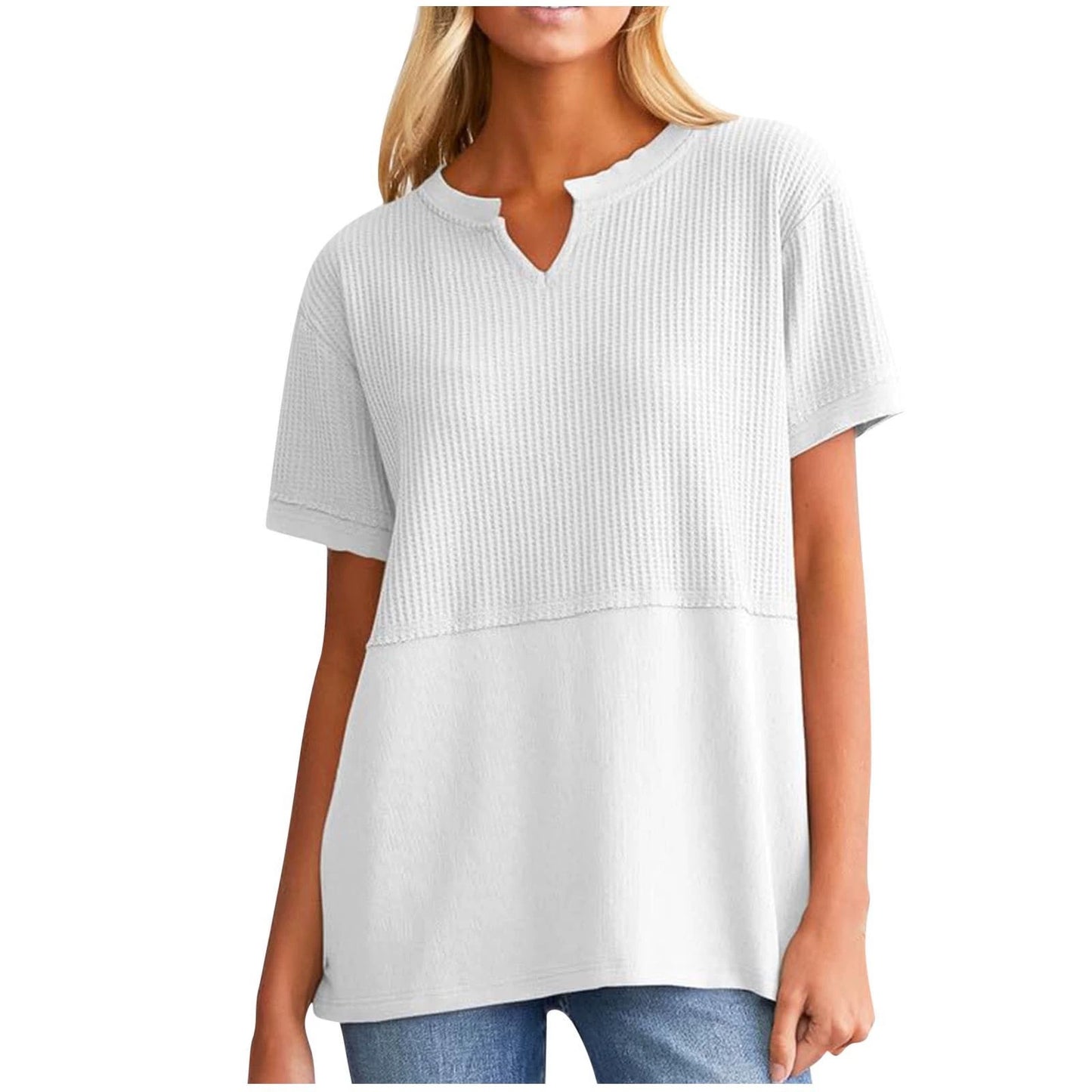 Dame afslappet kortærmet T-shirt med V-udskæring Stilla