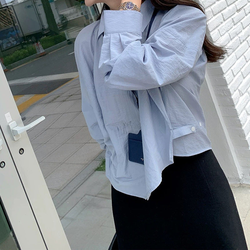 Dame afslappet bluse med ballonformede ærmer og elegant drapering Stilla