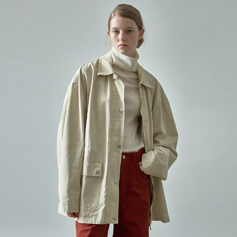 Dame afslappet oversized jakke med lommer Stilla