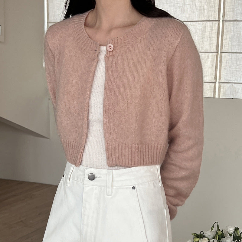 Dame cropped strikjakke med højkvalitets uldblanding og blød tekstur Stilla