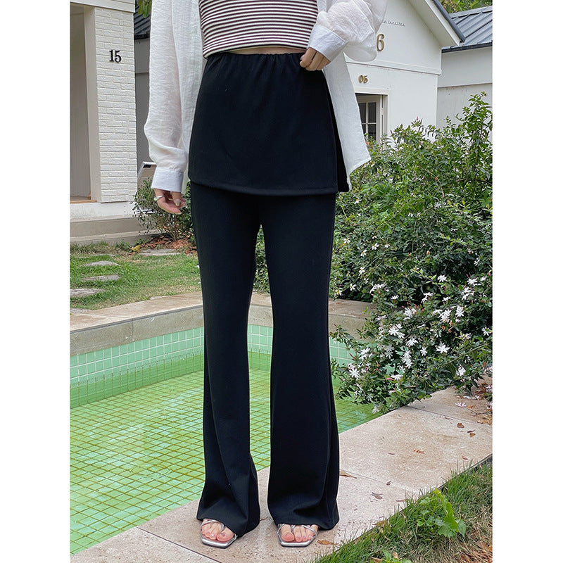 Dame afslappet loungbuks med bredt skåret ben og elastisk talje Stilla