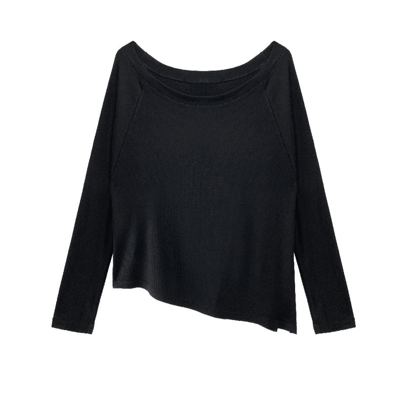 Dame afslappet langærmet skjorte med asymmetrisk snit og blød bomuldsblanding Stilla