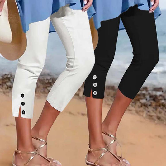 Dame Capri-Leggings med unikt knapdetalje Stilla