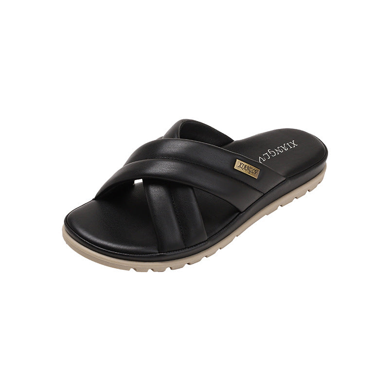 Dame afslappet slides med flettet remdesign Stilla