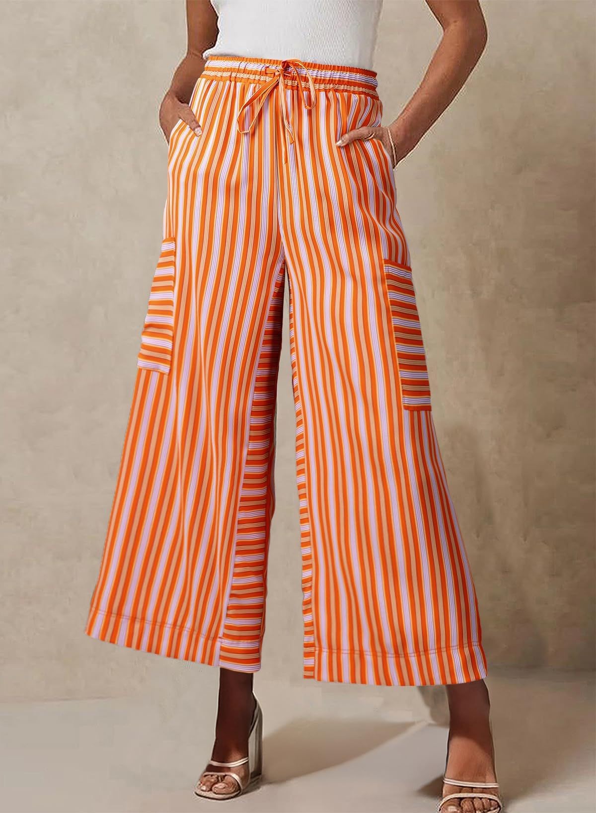 Dame afslappede Palazzo-bukser med lige snit og sidelommer Stilla