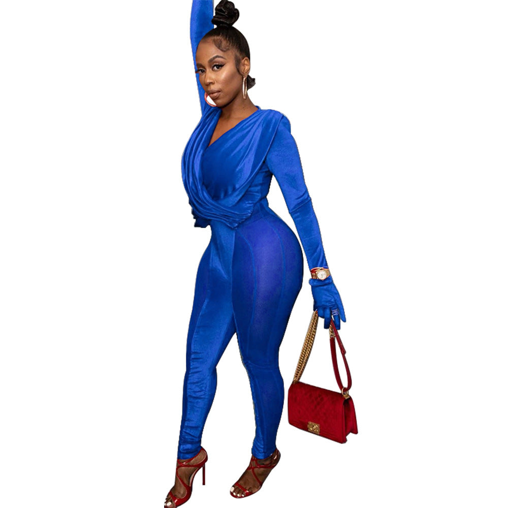 Dame Draperet Jumpsuit med lange ærmer og elegant snit Stilla