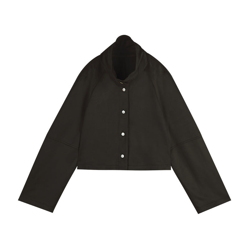 Dame cropped overgangsjakke med blødt materiale og elegant krave Stilla