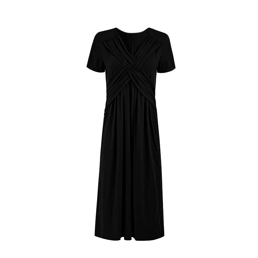 Dame Elegant Drejet Knoten Midi Kjole Stilla