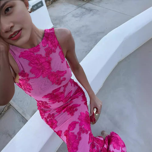 Dame Elegant bryllups kjole med blomster applikationer Stilla